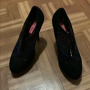 Betsey Johnson Suede Rhinestone platform Bootie